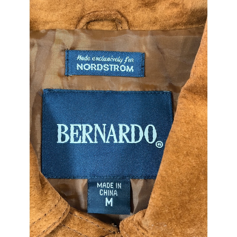 Bernardo Nordstrom Cognac Brown Suede Leather Button Front Jacket Womens M VTG - Picture 3 of 10